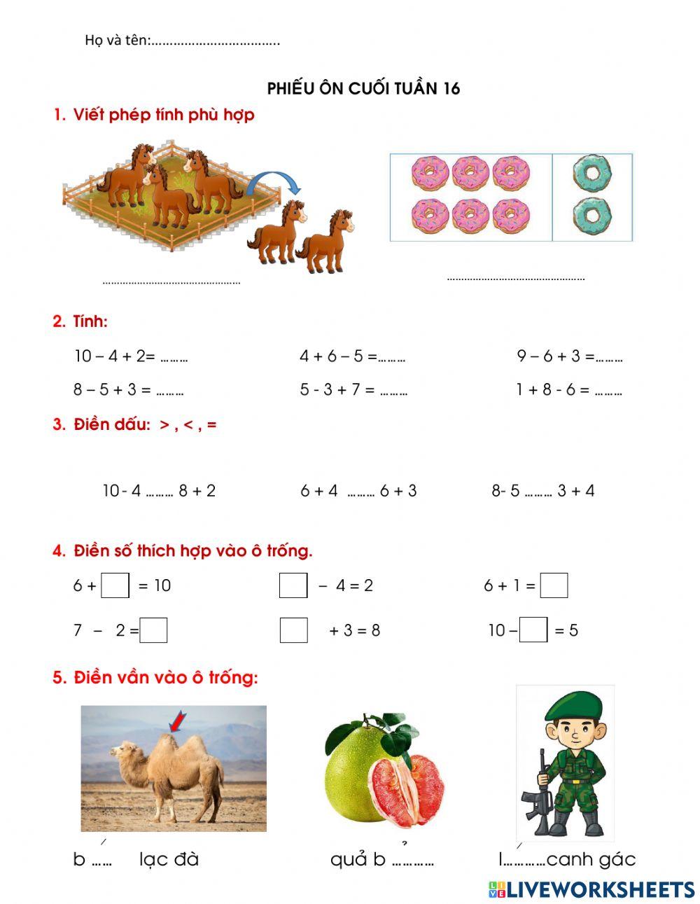 Ôn tập cuối tuần 16