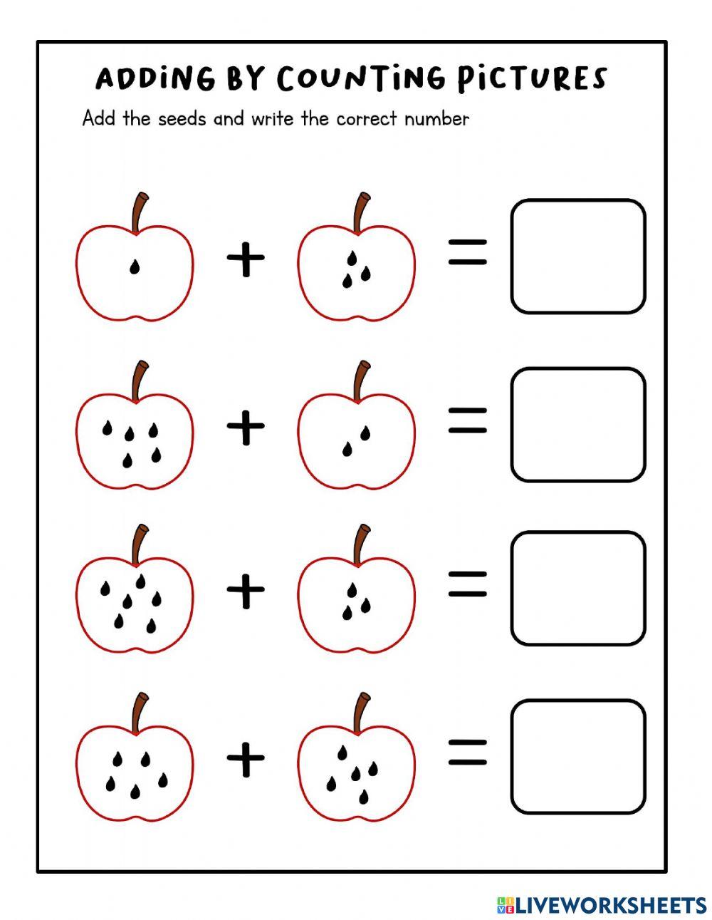 Addition practice online activity for preschool Live Worksheets