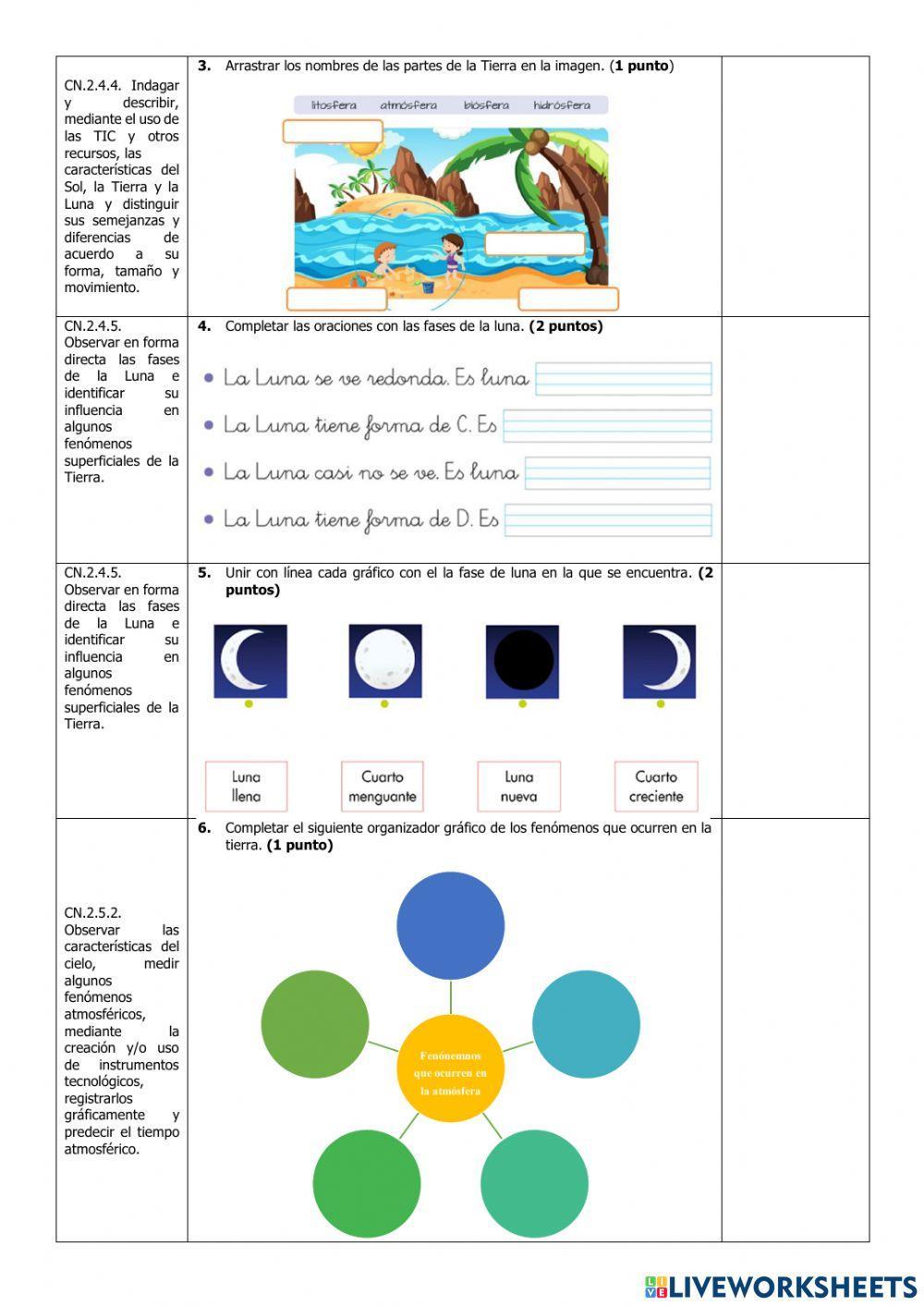 Evaluación de Ciencias Naturales del Segundo Parcial del Segundo Quimestre