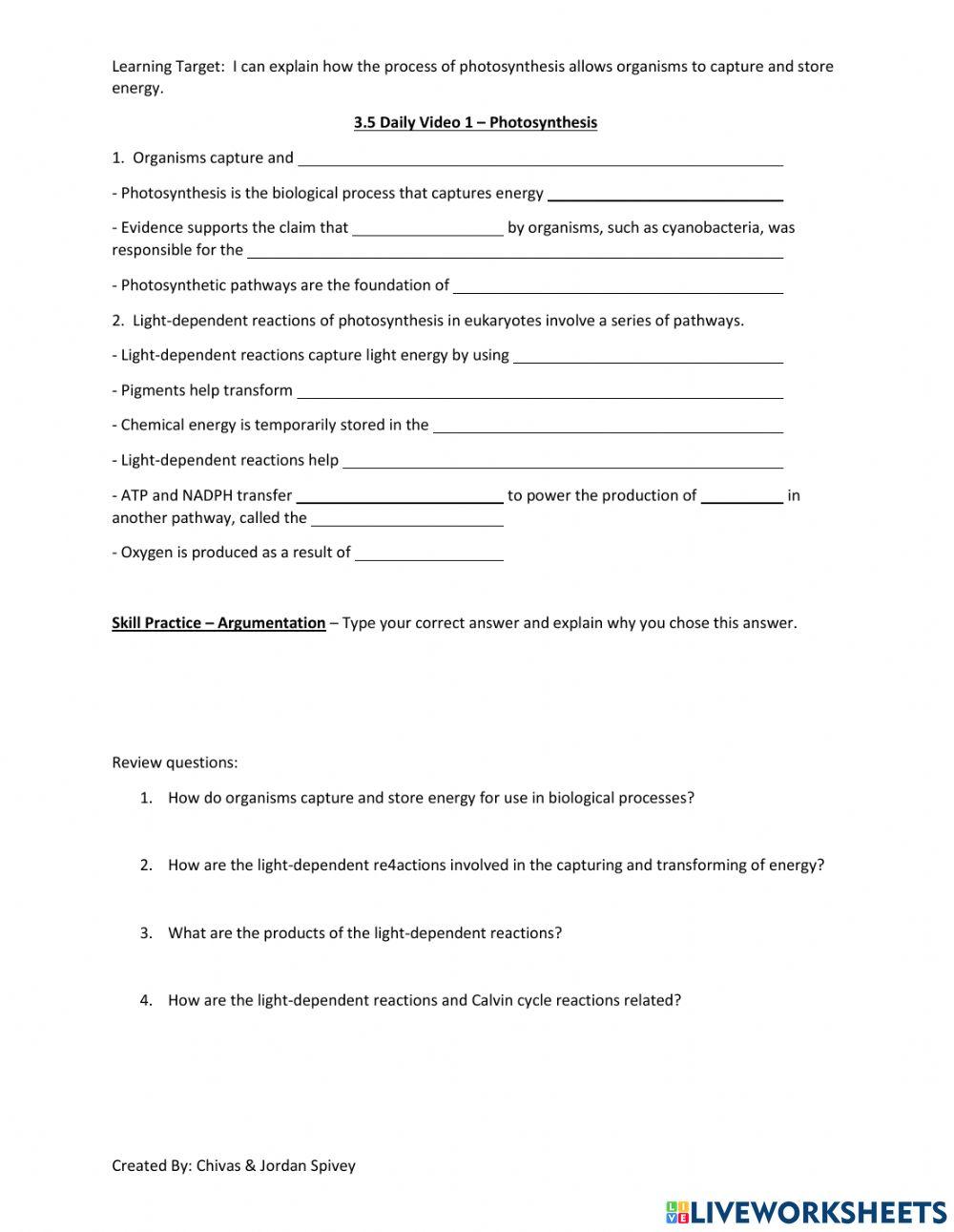 3.5 Daily Video 1 - Photosynthesis Notes