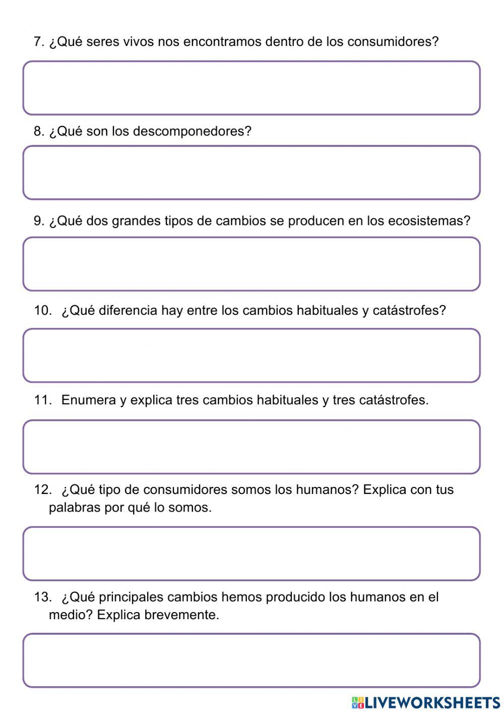 PREGUNTAS Repaso Unidad 3 - Naturales Los seres vivos en el ecosistema