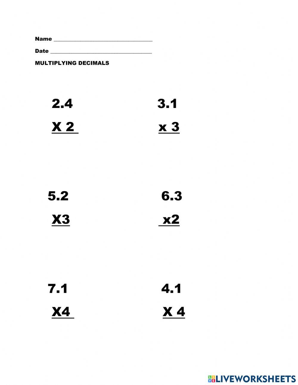 Multiplying Decimals