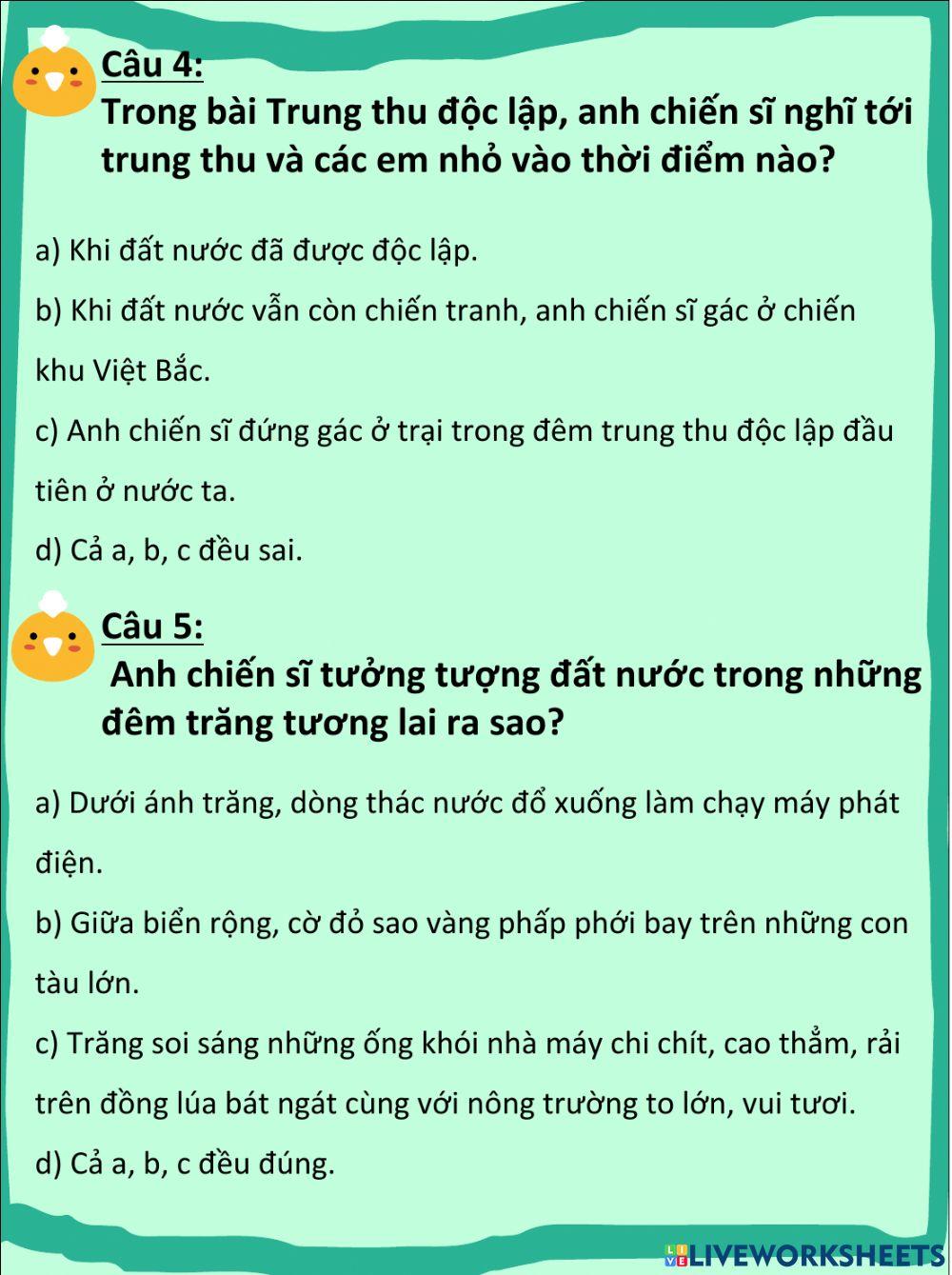 Phiếu bài tập Tiếng Việt 4 Tuần 7
