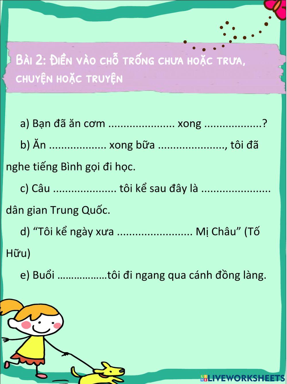 Phiếu bài tập Tiếng Việt 4 Tuần 7