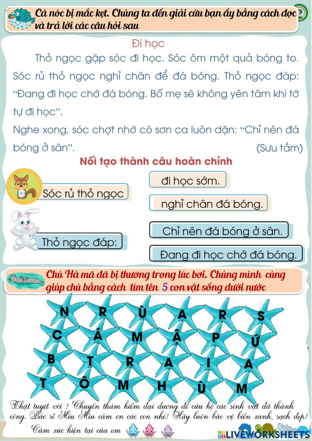 Phiếu ôn tập Tiếng Việt tuần 18