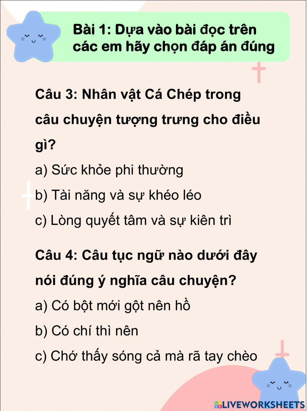 Phiếu bài tập Tiếng Việt 4 Tuần 11