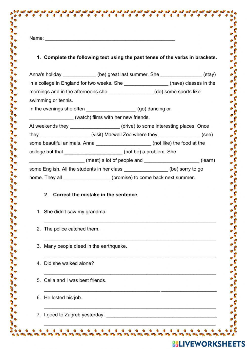 Past simple - Workshop