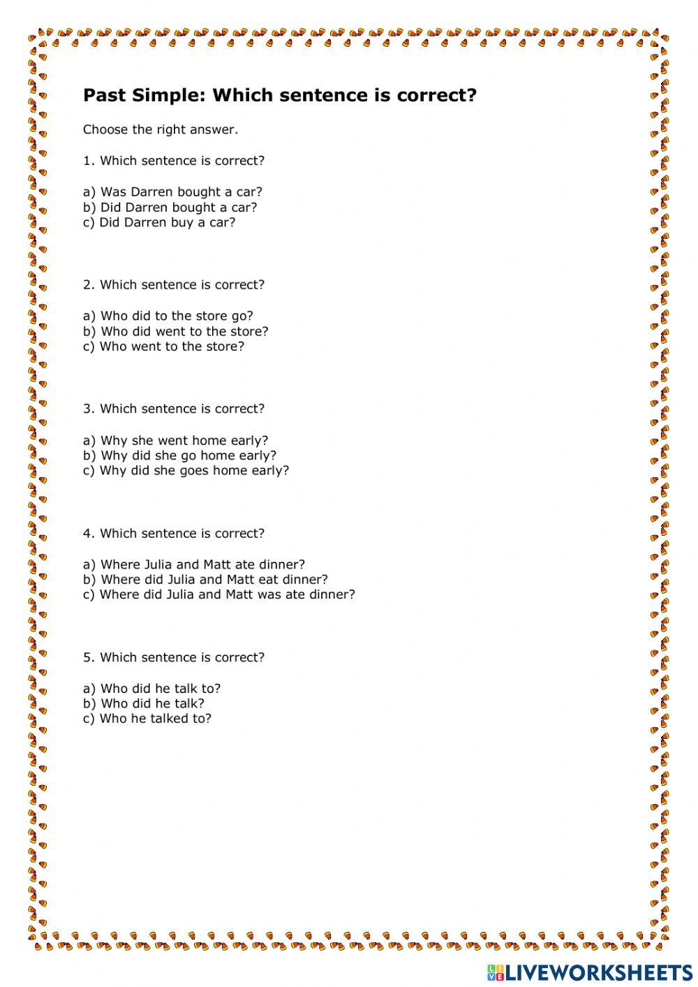 Past simple - Workshop