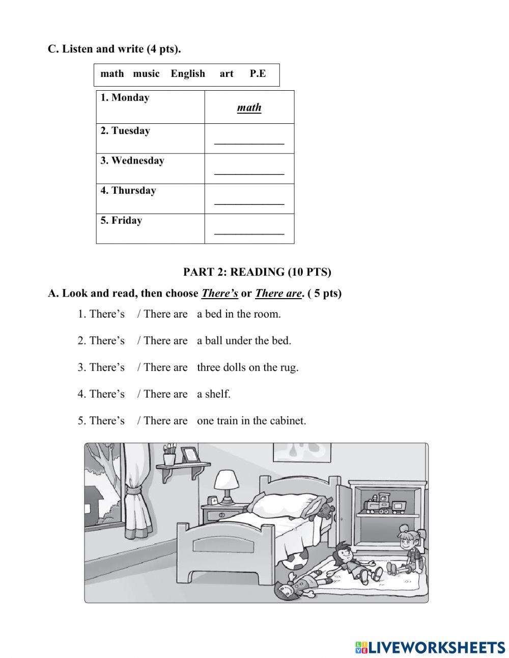1st term Test- Grade 3- (2021- 2022)