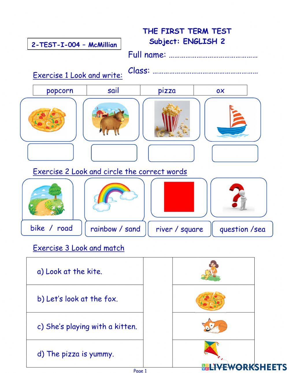 Tieng Anh 2 McMillian - 1st Term Test 04