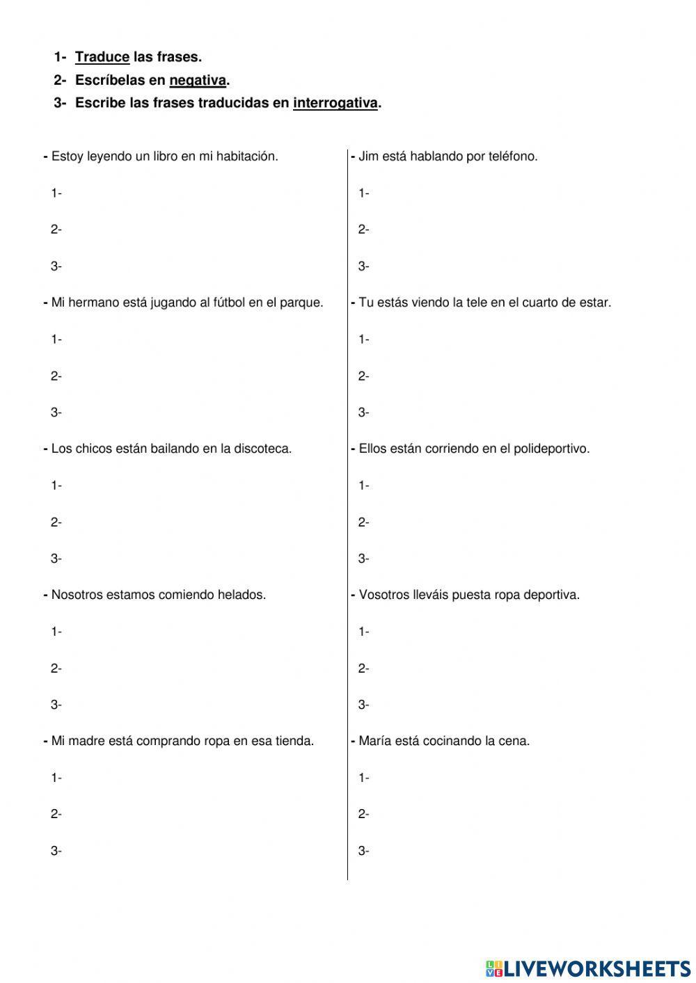Present continuous 3F