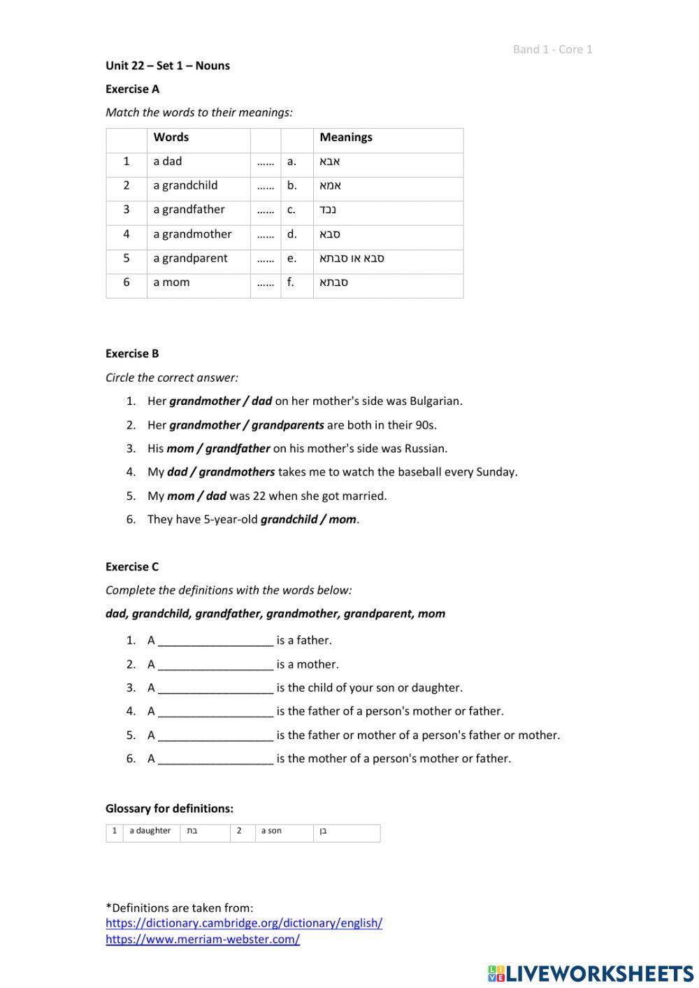 Band 1 (Core 1) - Unit 22 - Set 1