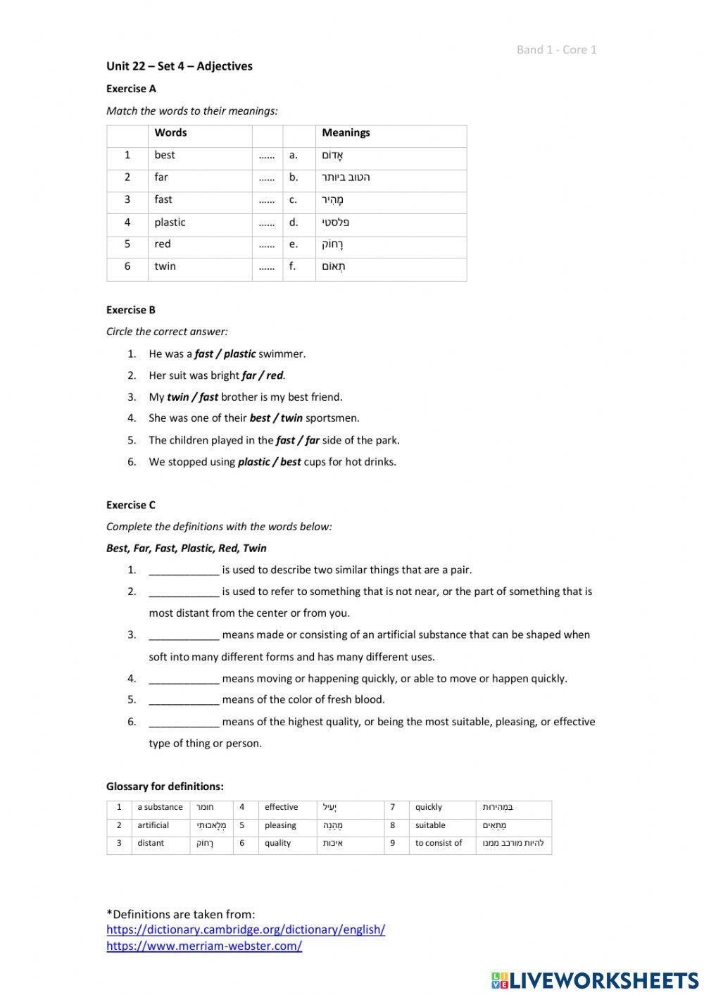 Band 1 (Core 1) - Unit 22 - Set 4