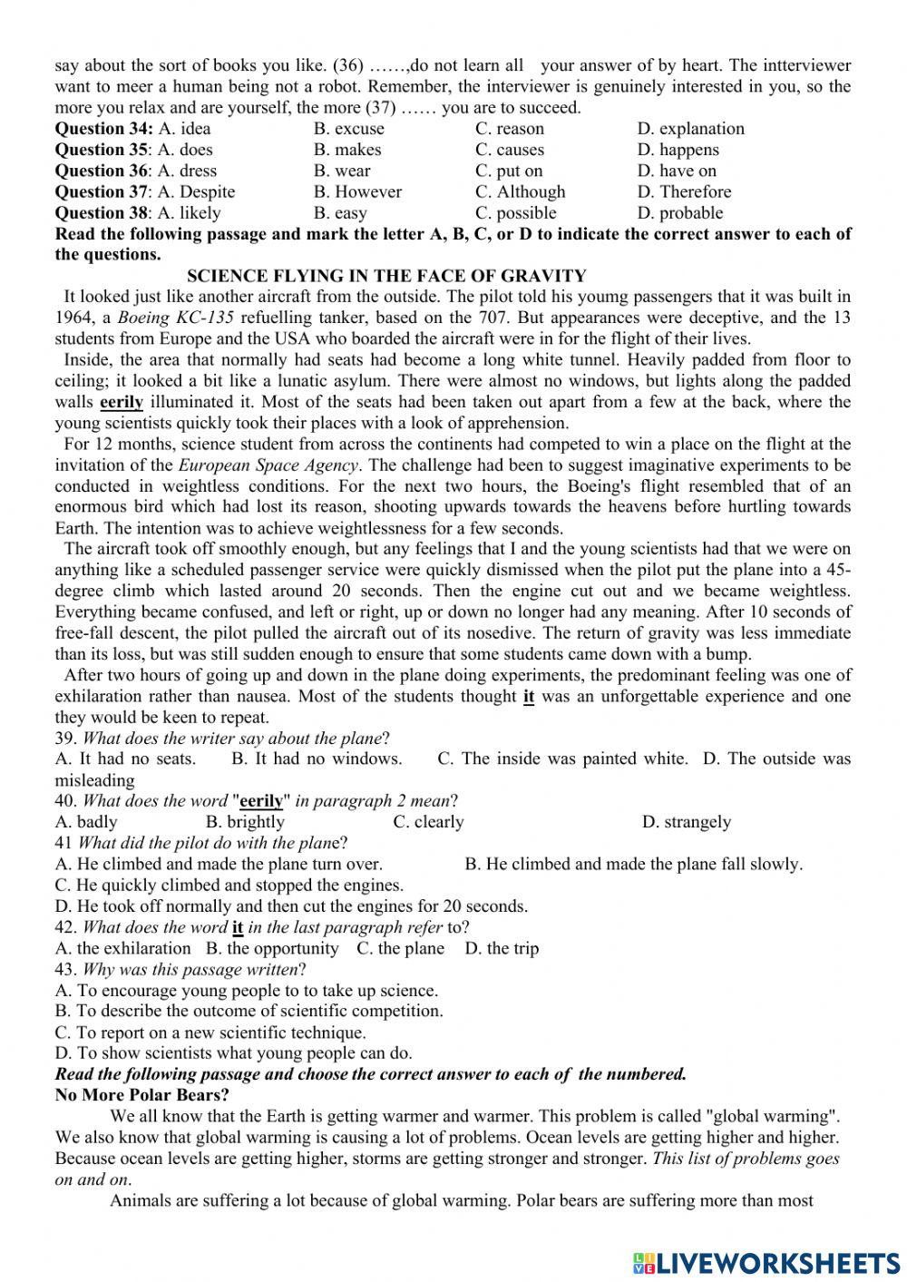 Sample mid- second term test   – grade 12. (n05)