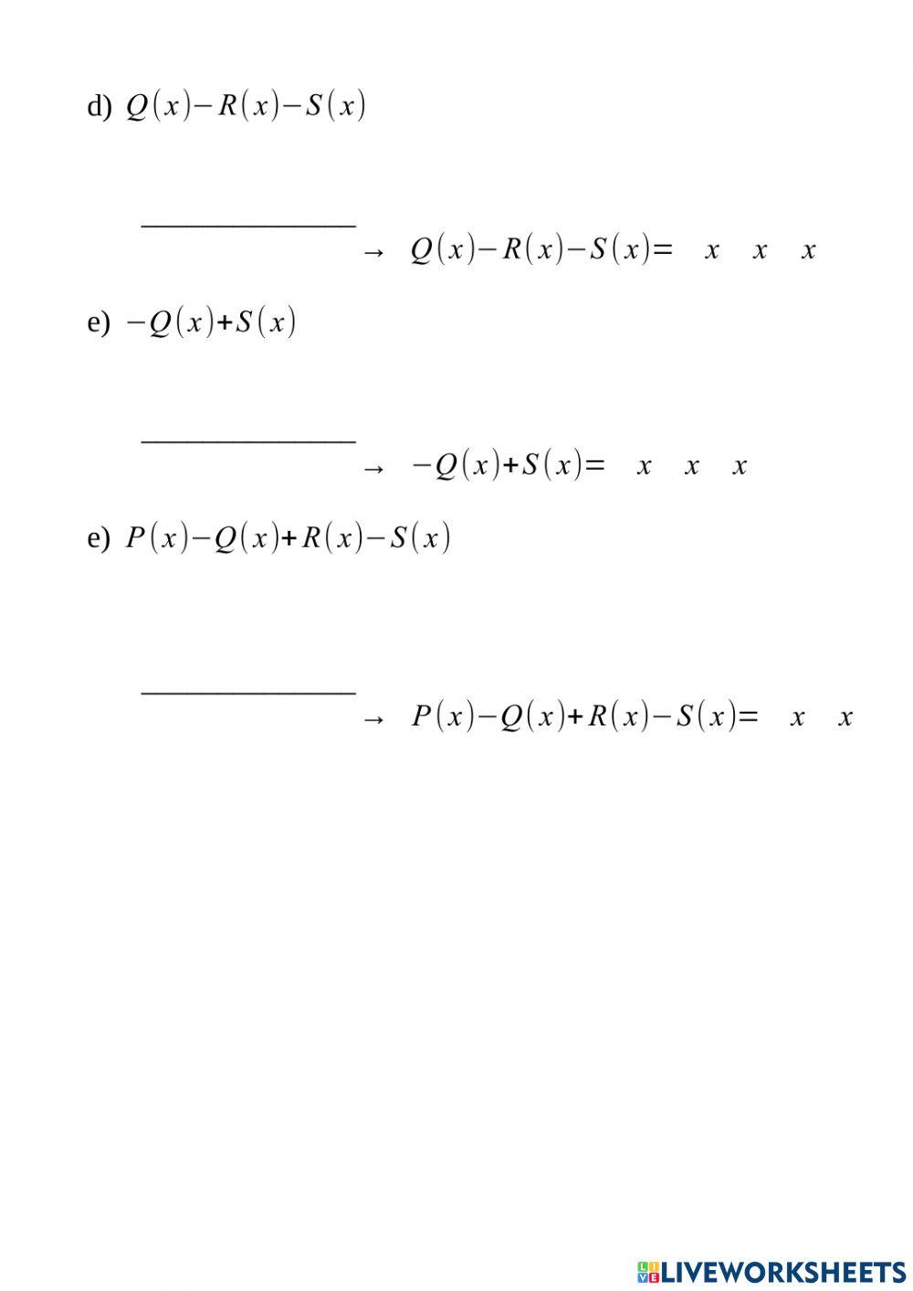 Sumas y restas de polinomios