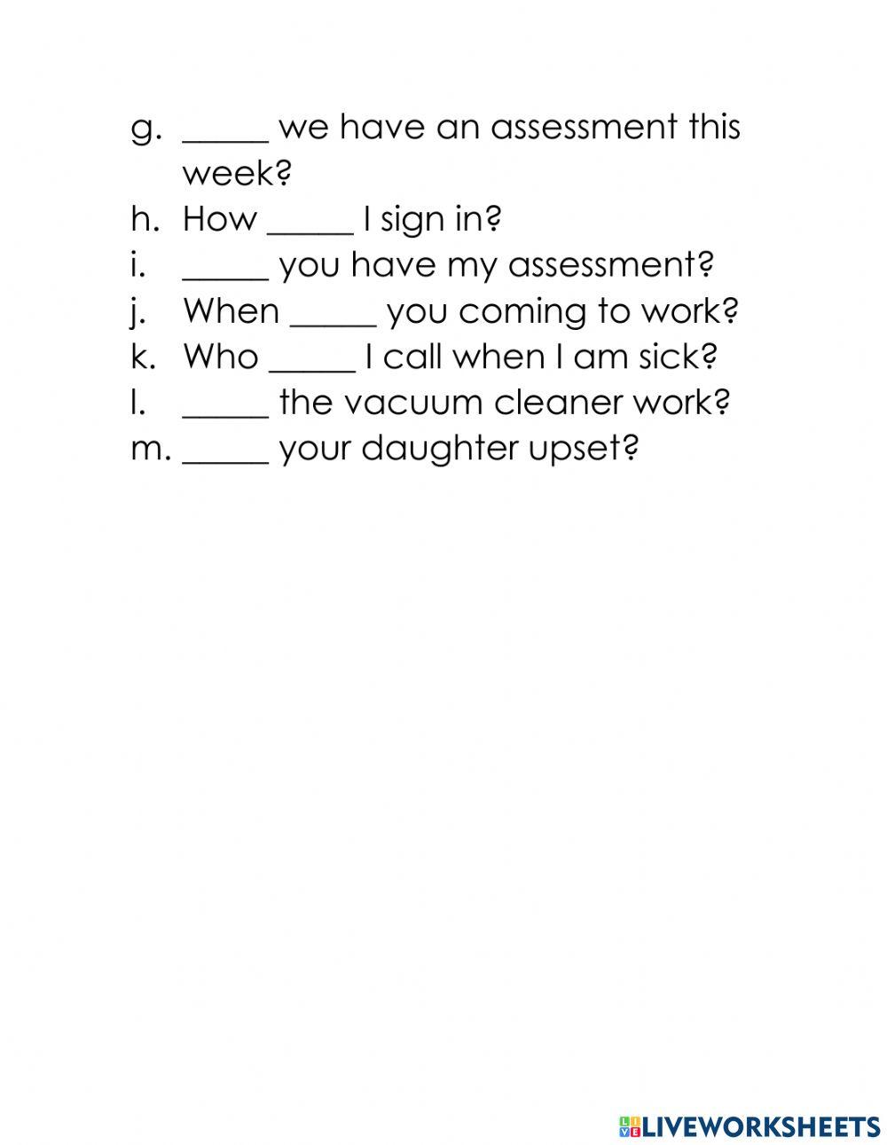 Wh- questions practice with do and be