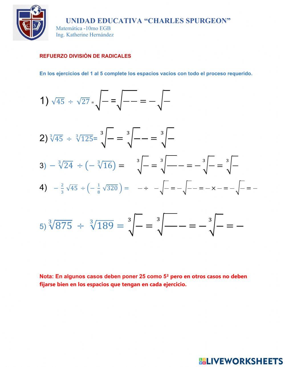 División de Radicales