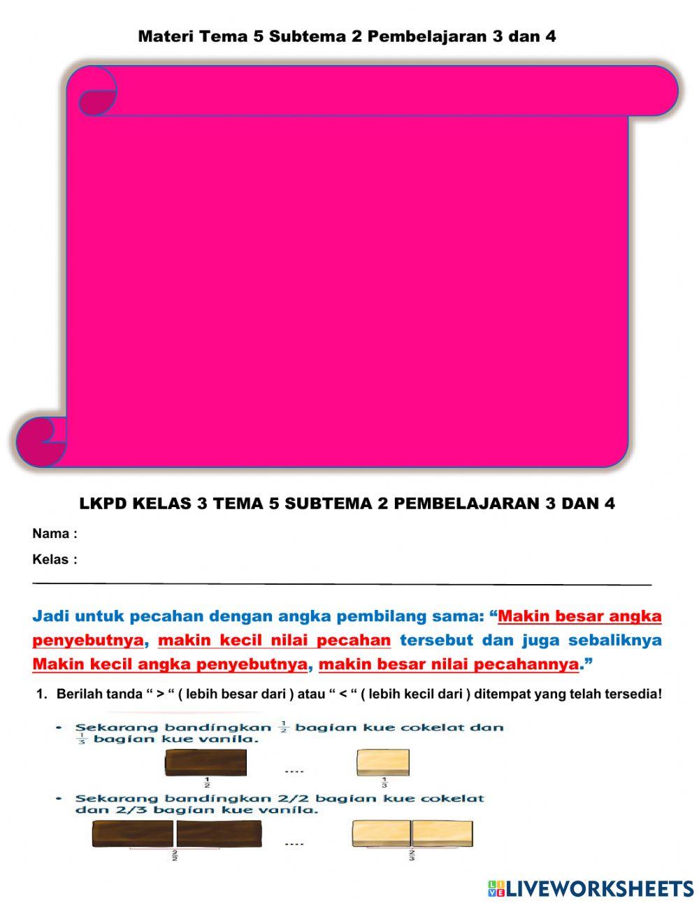 Kelas 3 tema 5 subtema 3 pb 3 dan 4