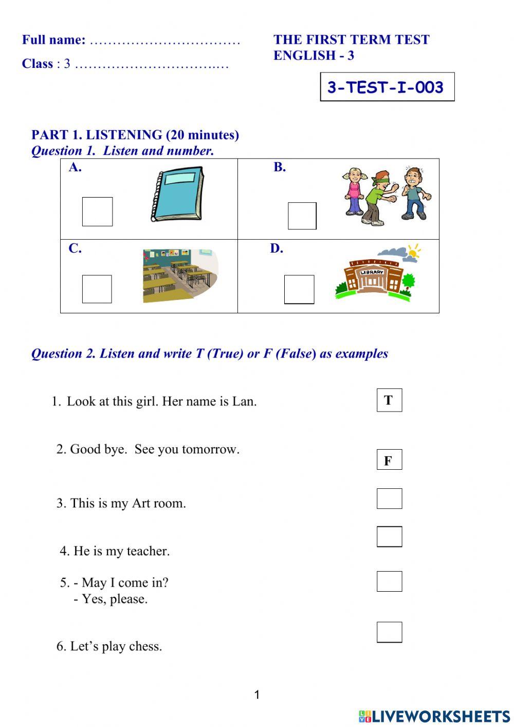 Tieng Anh lop 3 1st test 03