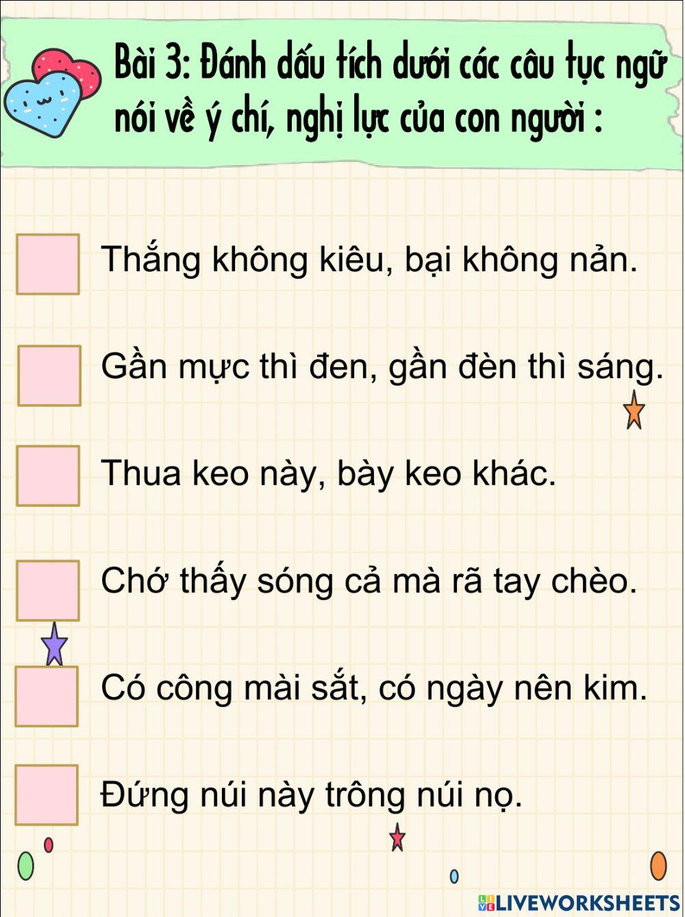 Phiếu bài tập Tiếng Việt Tuần 12