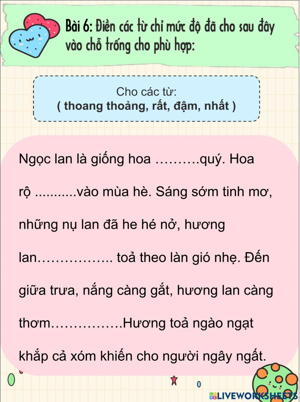 Phiếu bài tập Tiếng Việt Tuần 12