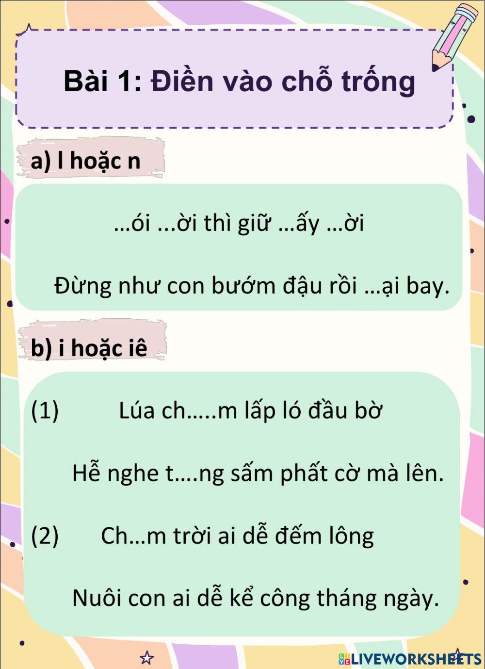 Phiếu bài tập Tiếng Việt 4 Tuần 13