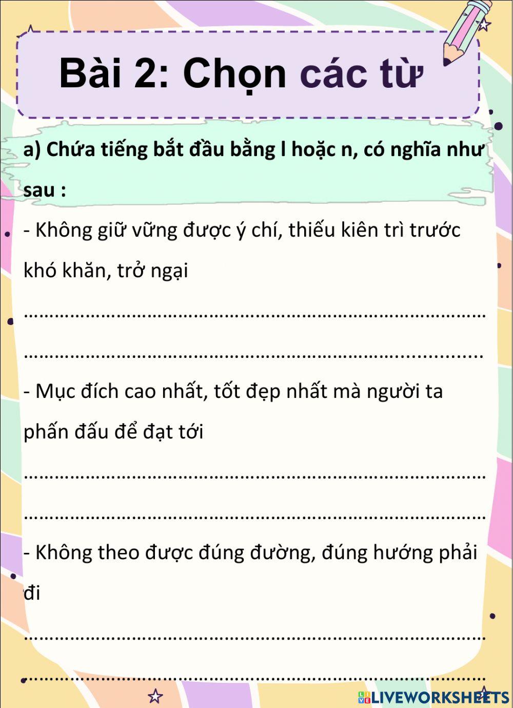 Phiếu bài tập Tiếng Việt 4 Tuần 13