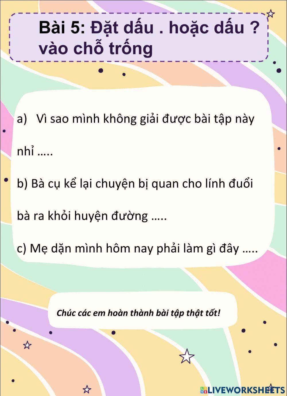 Phiếu bài tập Tiếng Việt 4 Tuần 13
