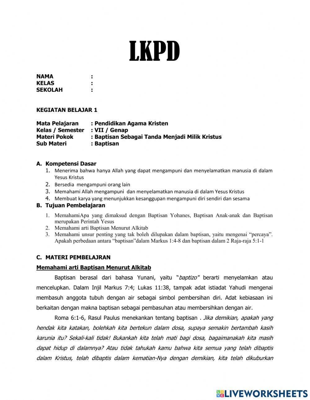 LKPD Materi Baptisan