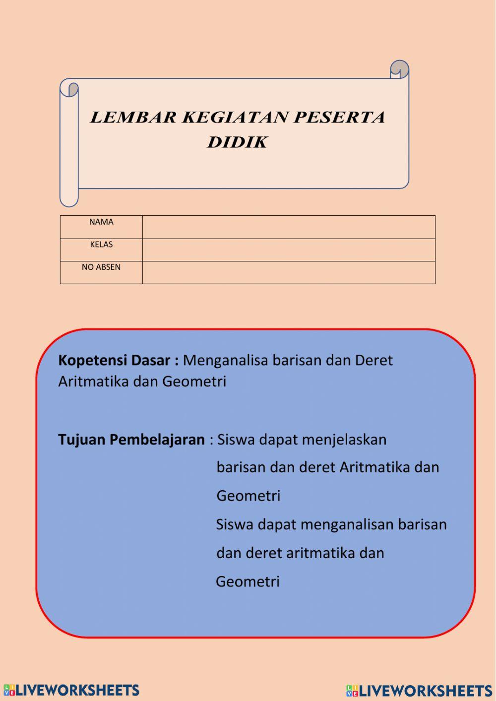 LKPD Barisan Aritmetika-Analisa