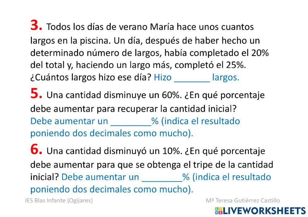 Problemas de porcentajes