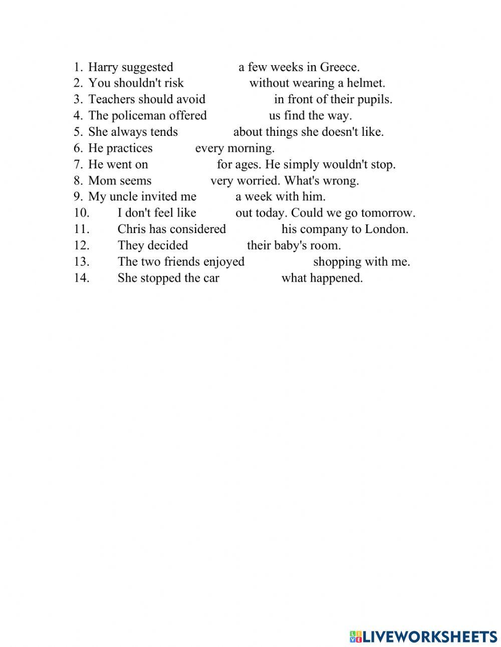 Infinitive or Gerund