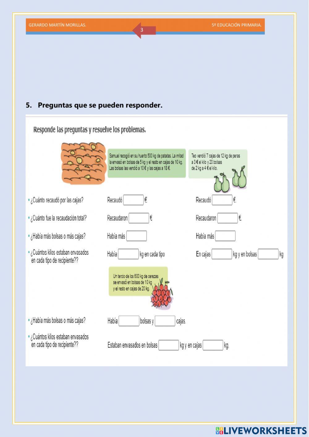 Resolución de problemas. Ficha 22.