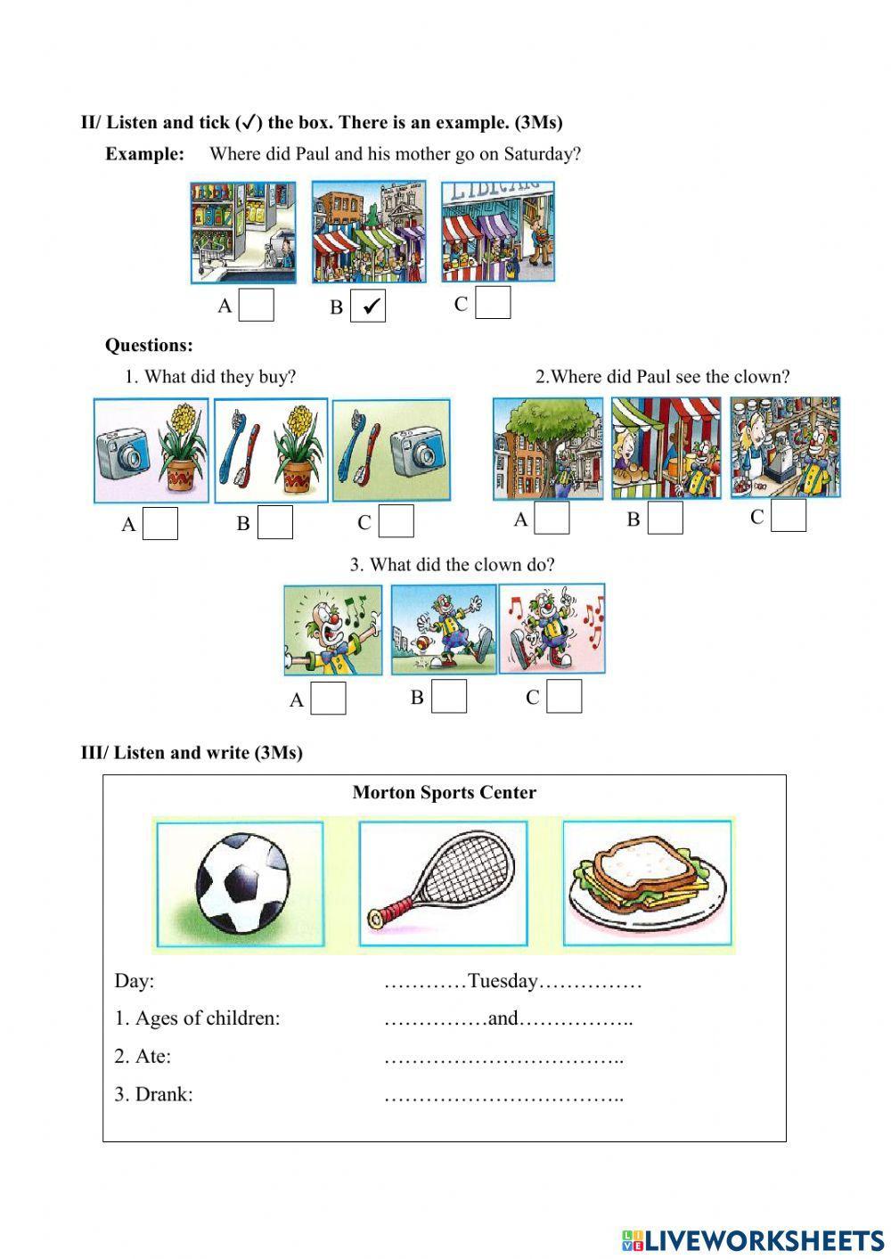 Đề thi nghe lớp 4