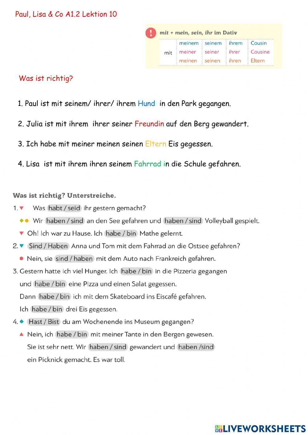 Paul und Lisa A1.2 Lektion 10