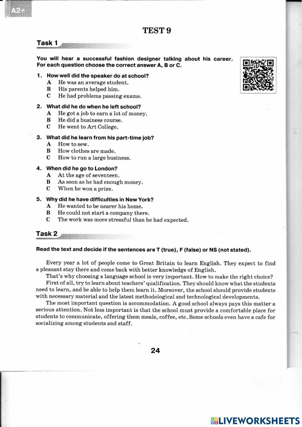 DPA English Grade 9 Test 9