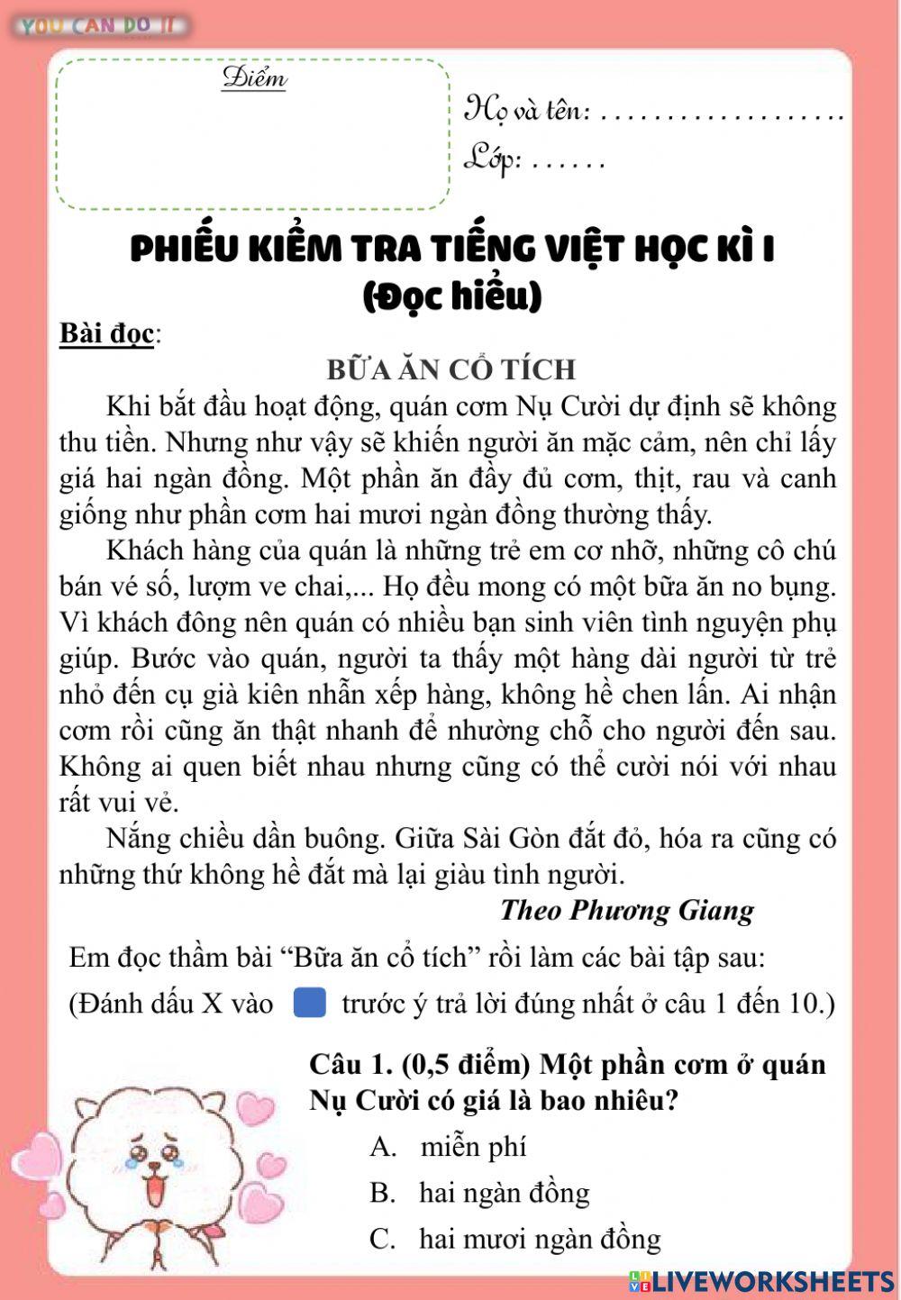 Kiểm tra học kì 1
