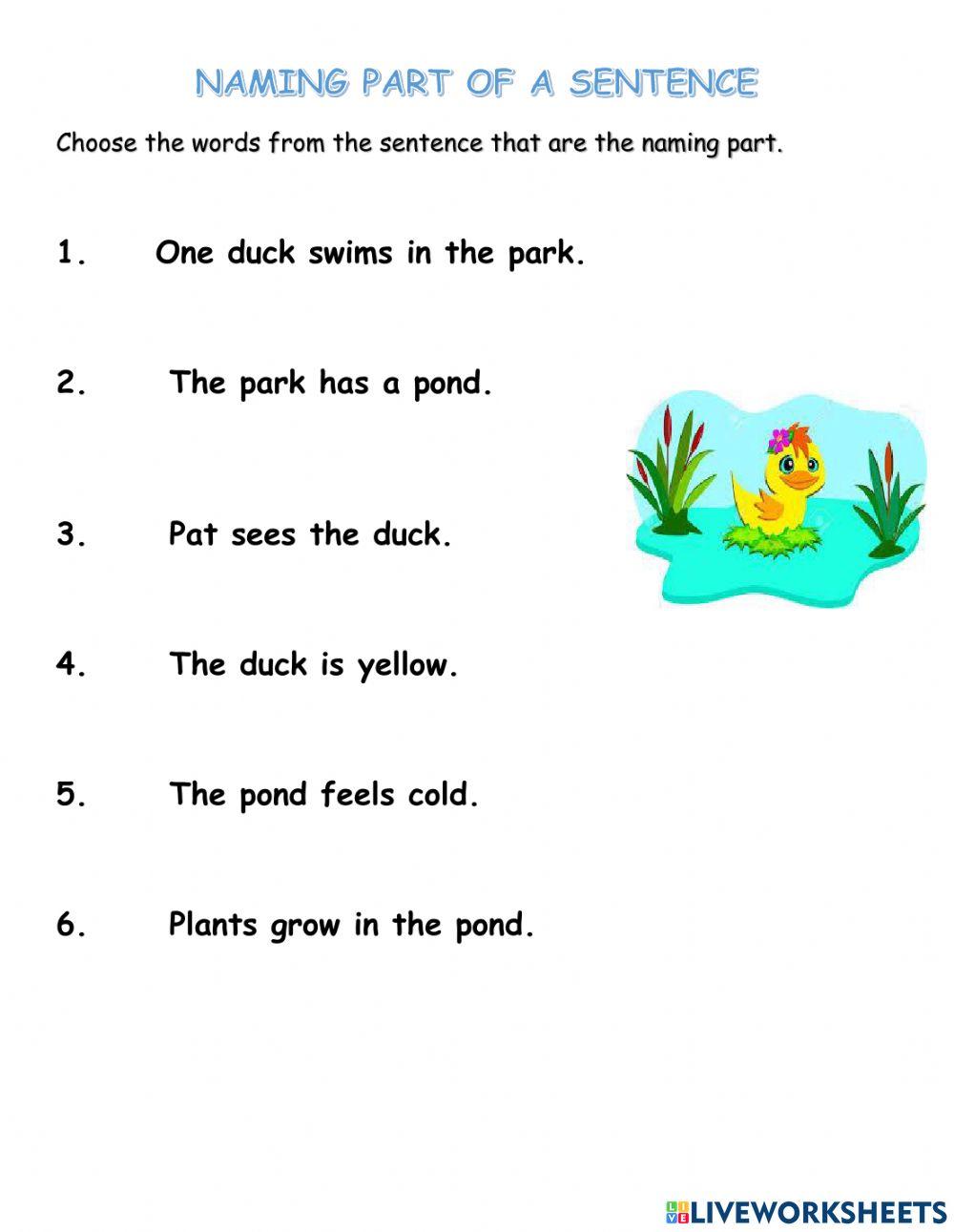 Naming Part of a Sentence