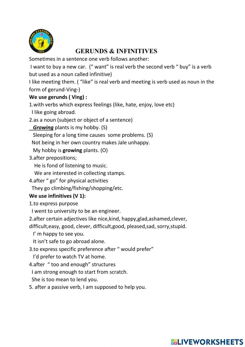 Gerunds & infinitives