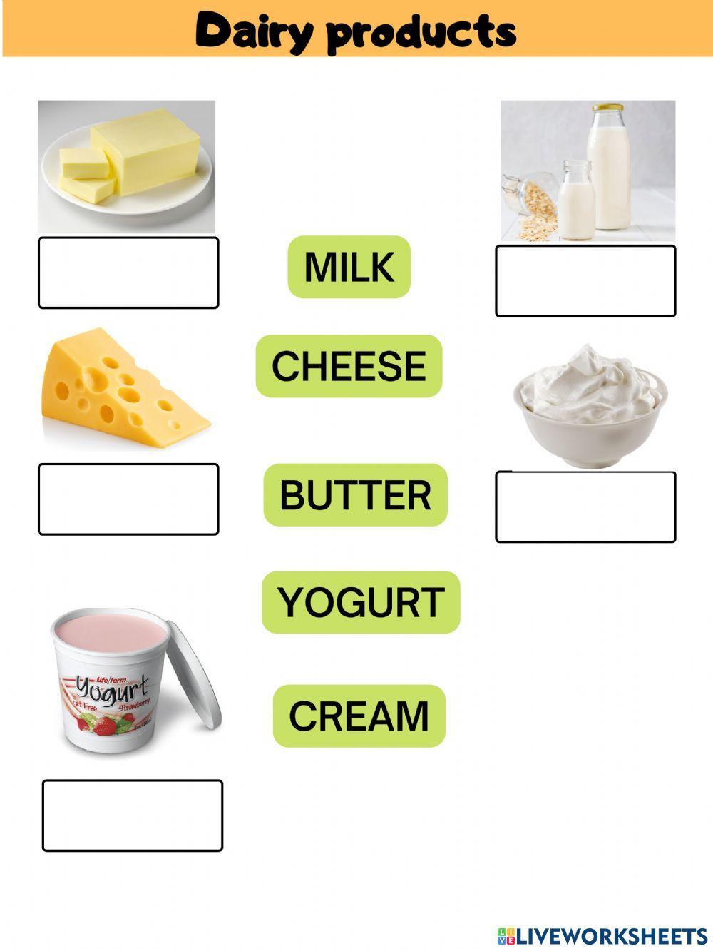 Dairy products online worksheet for Bachiller | Live Worksheets