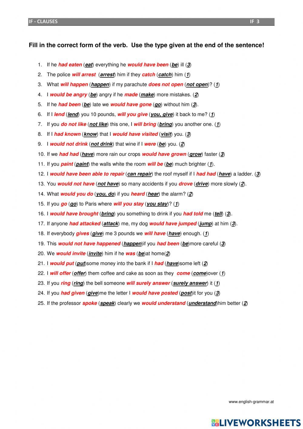 Conditionals 1 and 2 - pop quiz