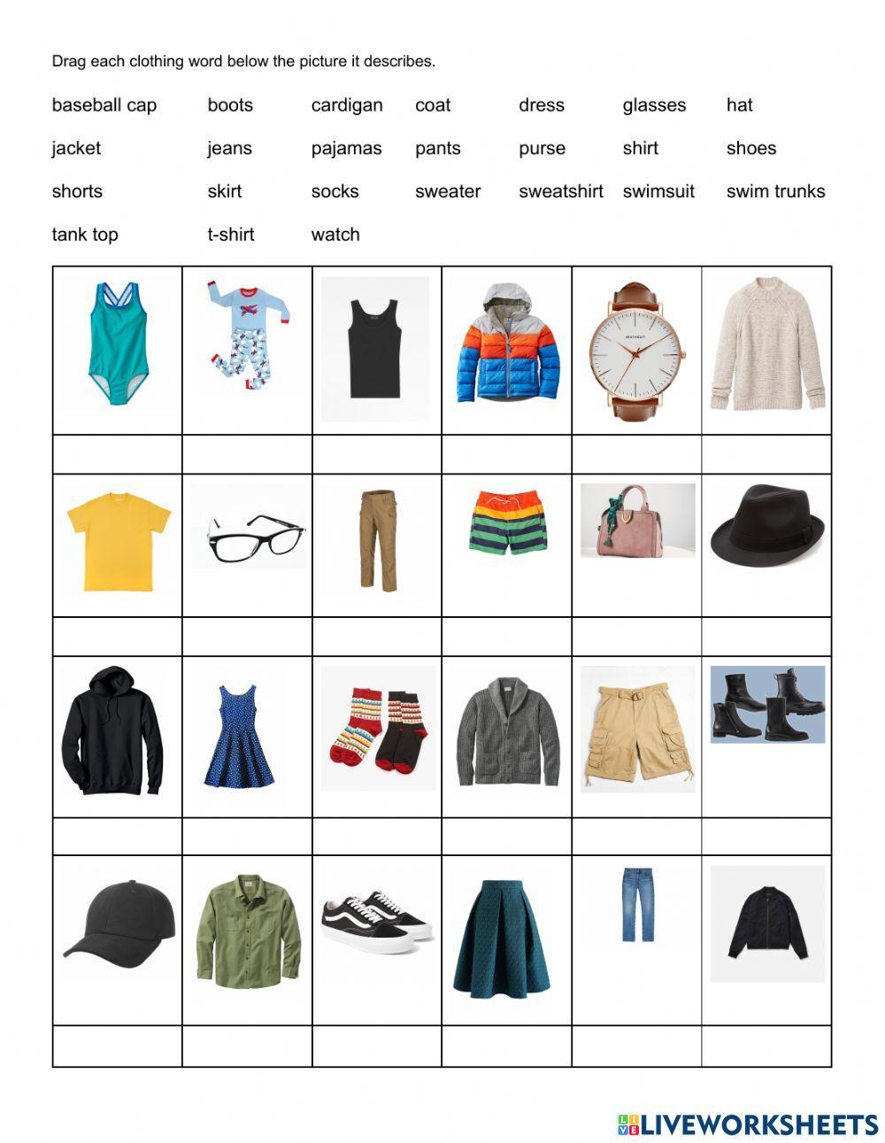 Clothing and Accessories Vocabulary