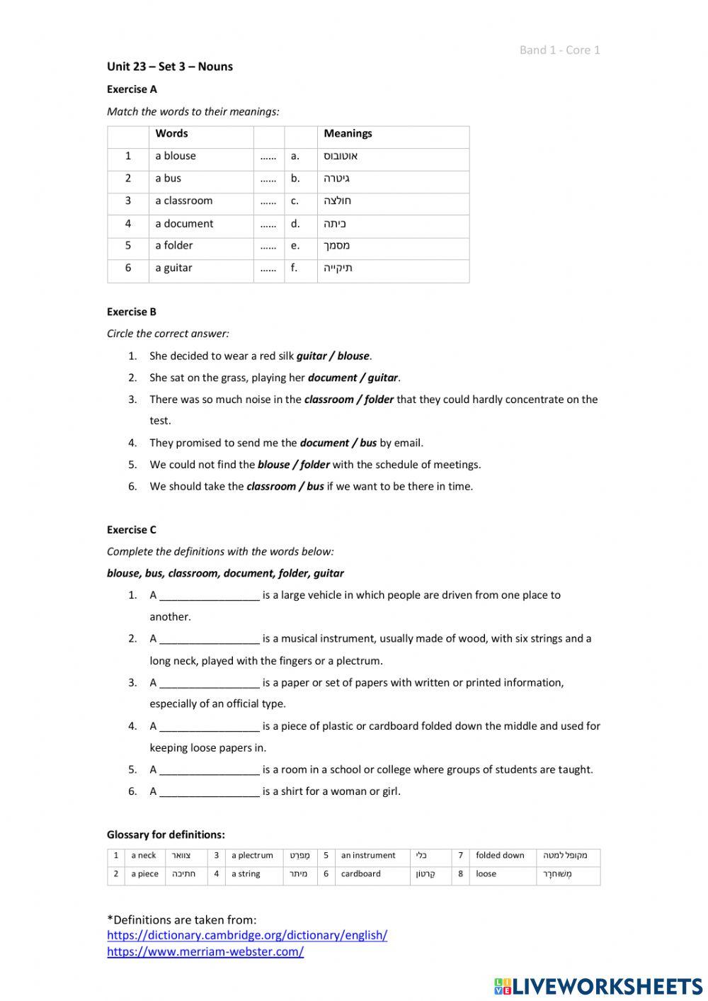 Band 1 (Core 1) - Unit 23 - Set 3