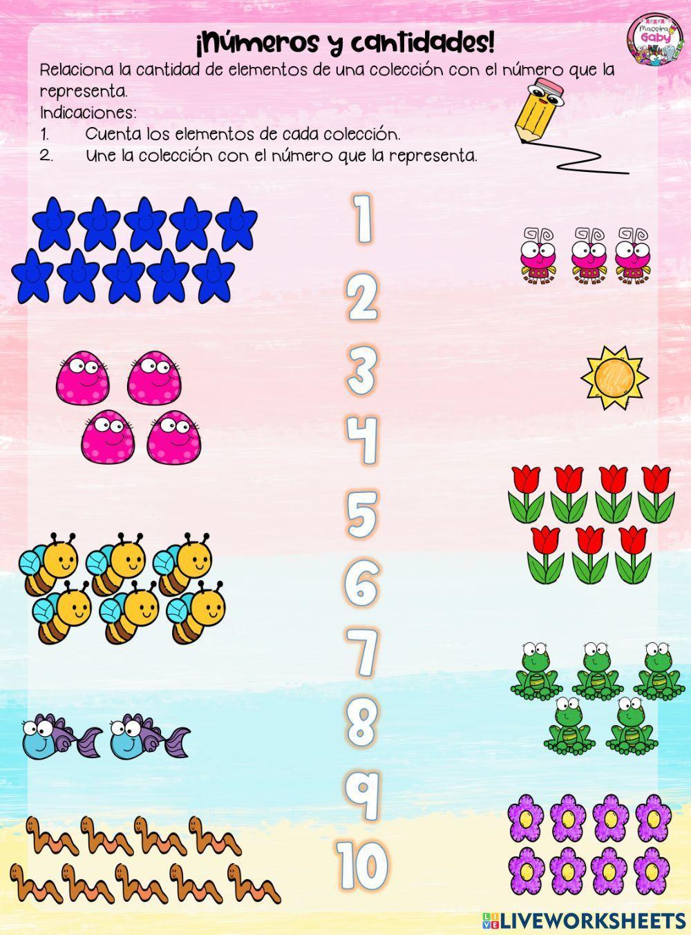 Números del 1 al 10 con su cantidad Números del 1 al 10 con su cantidad