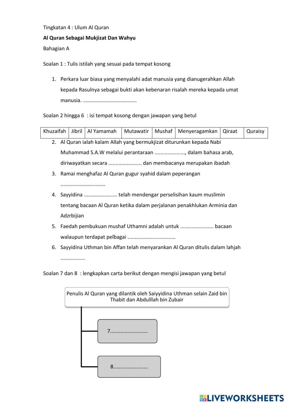 PQS Tingkatan 4 : Al Quran sebagai Mukjizat - Wahyu