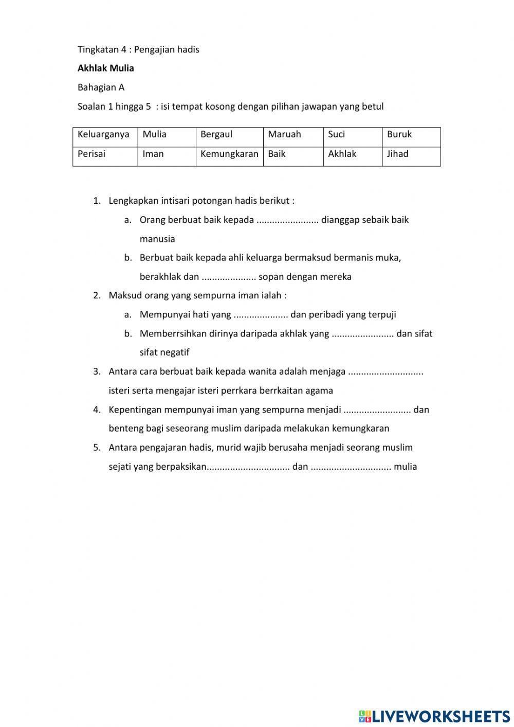 PQS Tingkatan 4 : Akhlak Mulia