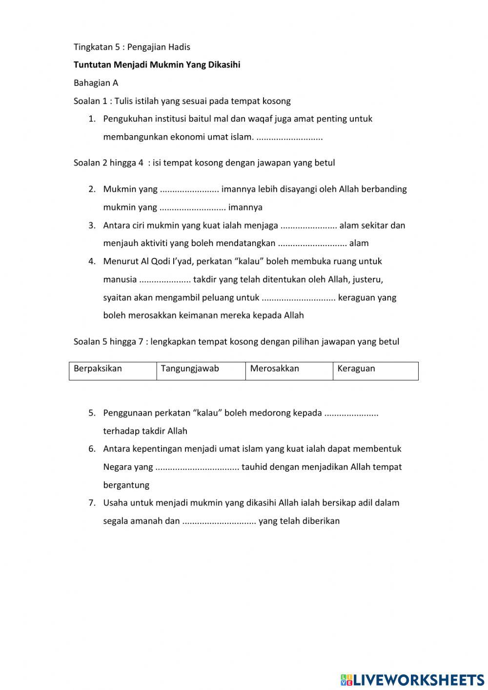 PQS Tingkatan 5 : Tuntutan Menjadi Mukmin Yang di Kasihi