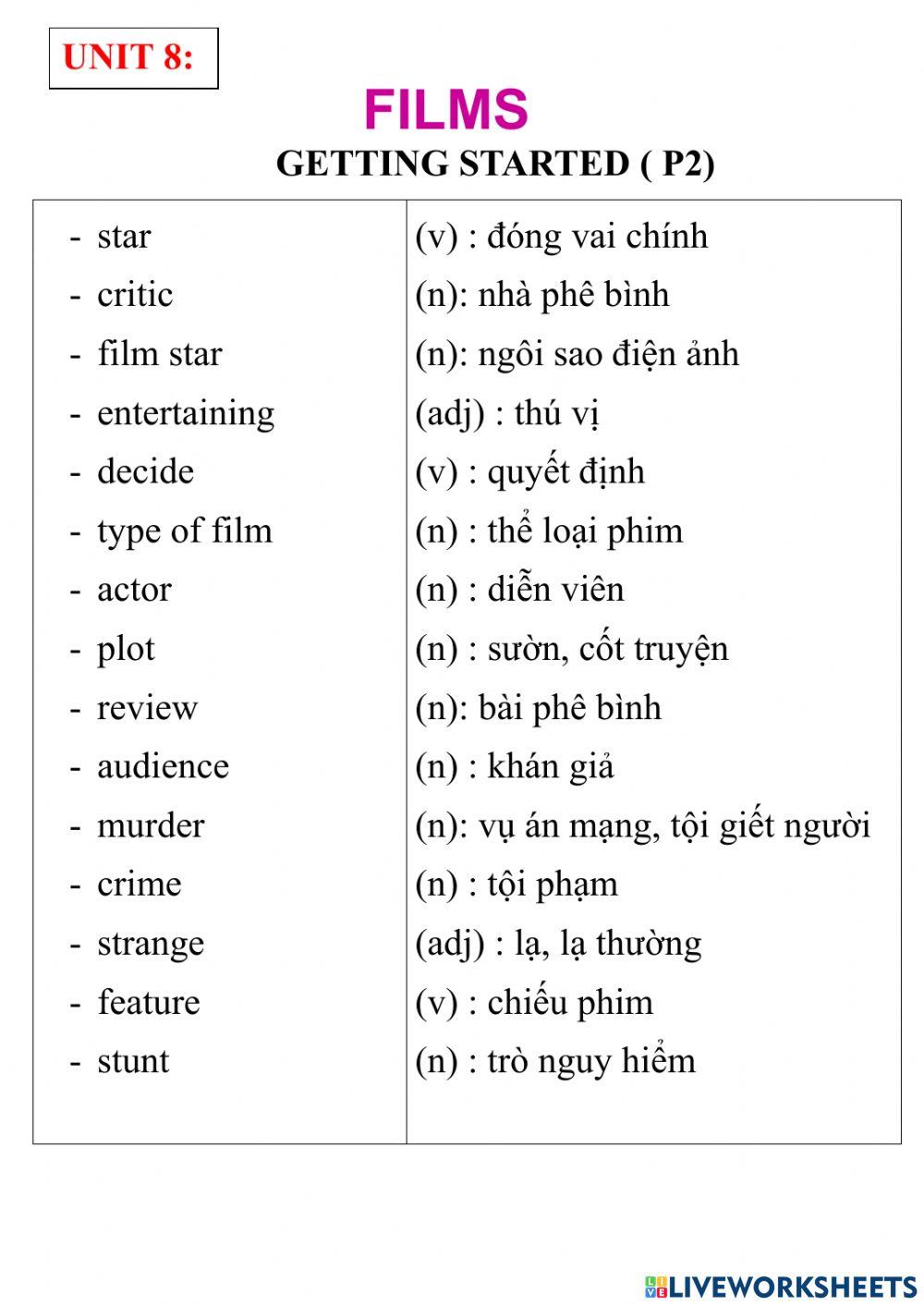English 7- unit 8- getting started -p2