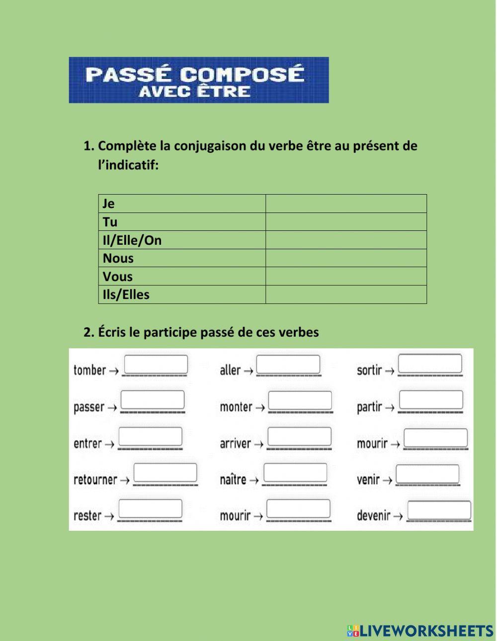 Le passé composéavec être