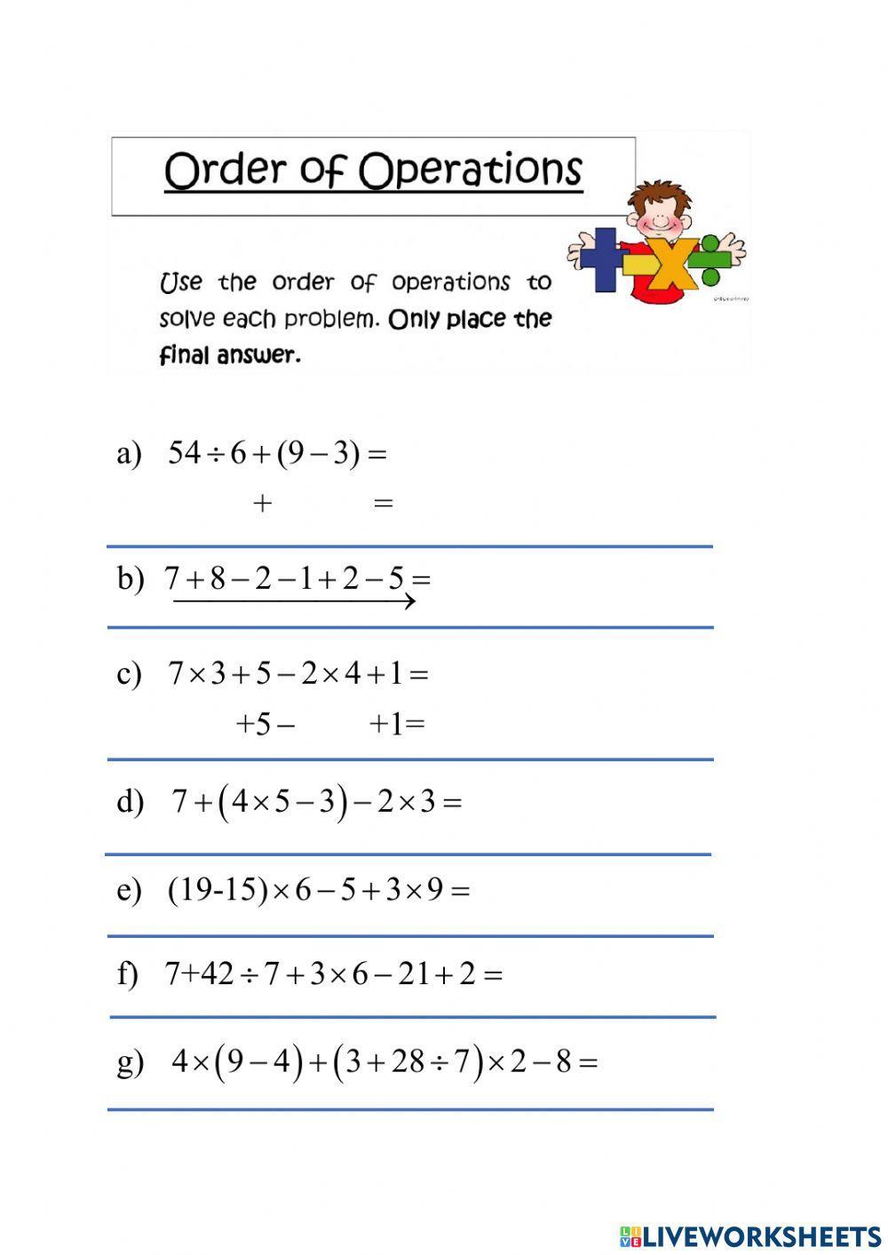 Order of operations 02 Order of operations 02